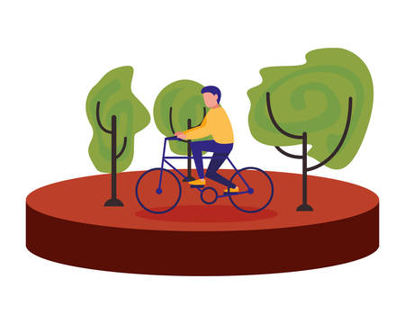 man riding bike outdoors image vector illustrationのイラスト素材