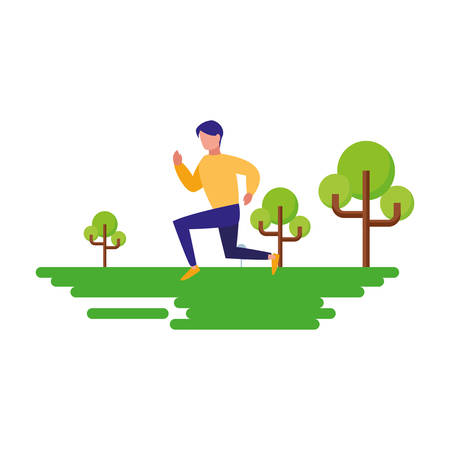 man practicing exercise natural outdoor vector illustrationのイラスト素材