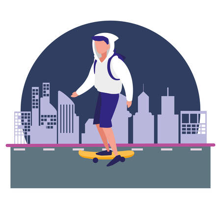 man with skateboard in the city vector illustration vector illustrationのイラスト素材
