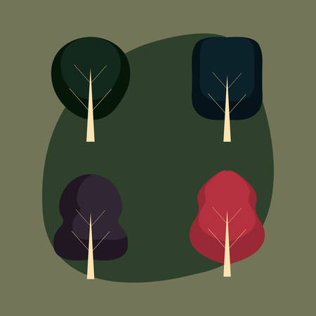 set of trees forest botanical vector illustrationのイラスト素材