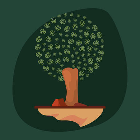 natural tree stone drawing design vector illustrationのイラスト素材