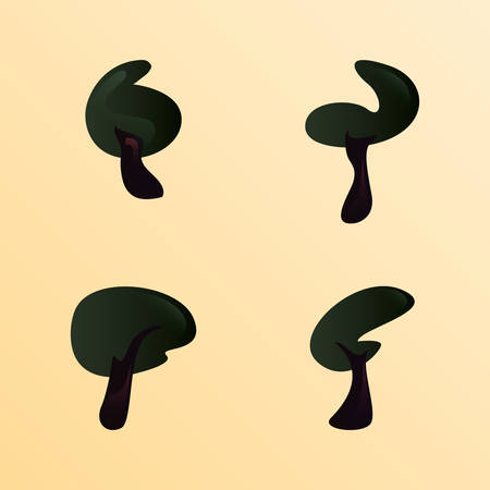 set of trees forest botanical vector illustrationのイラスト素材