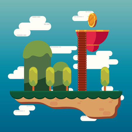 video game world catch coin level vector illustrationのイラスト素材