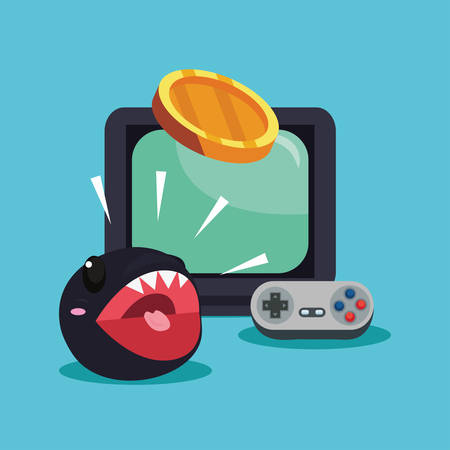 video game television monster catch coin control vector illustrationのイラスト素材