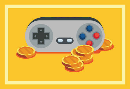 video game coins console control vector illustration