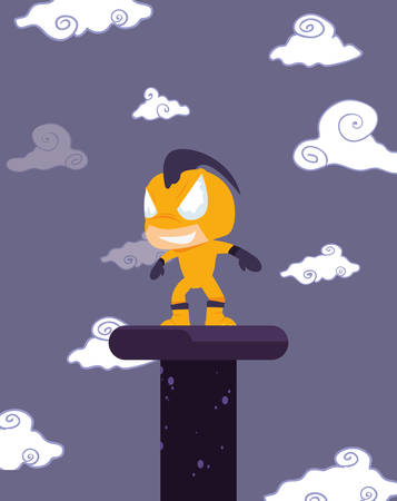 video game base villain doll clouds vector illustrationのイラスト素材