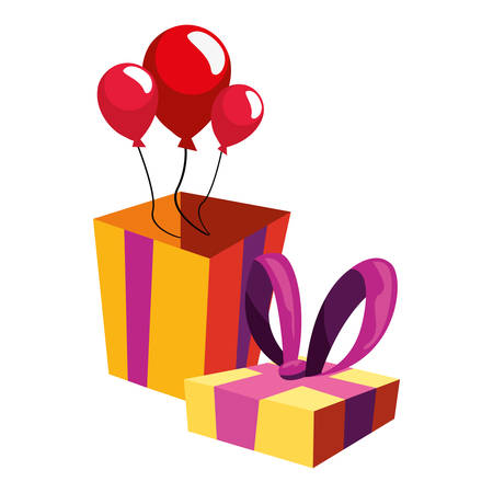 gift box balloons and ribbon vector illustrationのイラスト素材