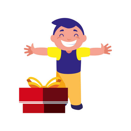 happy boy with gift box celebration vector illustrationのイラスト素材