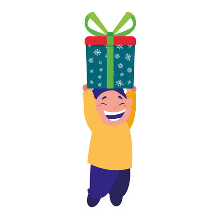 happy boy with gift box celebration vector illustrationのイラスト素材