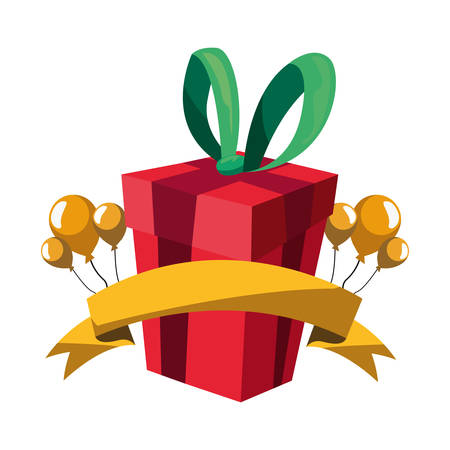 gift box balloons and ribbon vector illustrationのイラスト素材