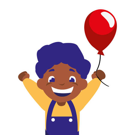 happy boy holding balloon decoration vector illustrationのイラスト素材