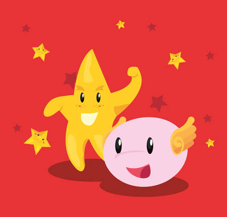 cute star doll wings video game background vector illustrationのイラスト素材