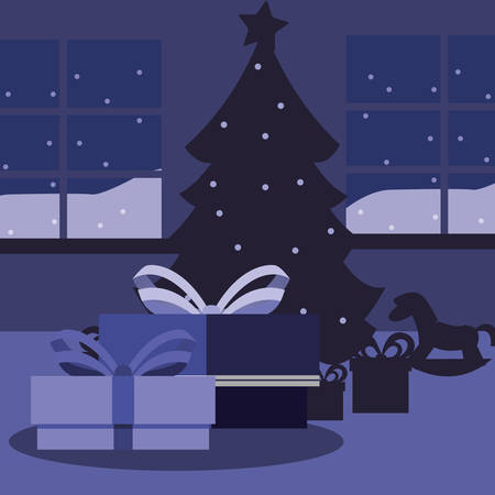 christmas tree and gift boxes vector illustrationのイラスト素材