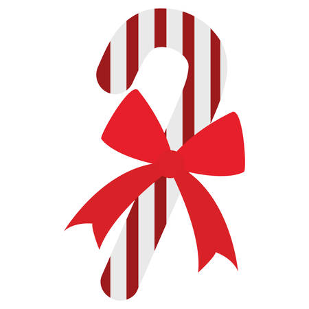 candy cane with decorative bow over white background, vector illustrationのイラスト素材