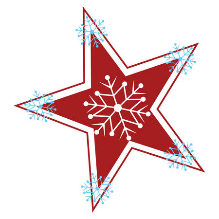 decorative star with snowflake over white background, vector illustrationのイラスト素材