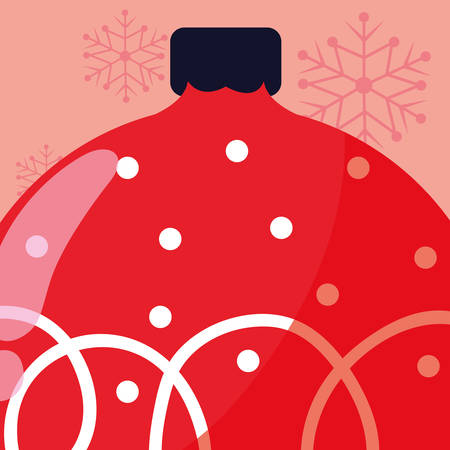 Christmas ball over red background, vector illustrationのイラスト素材