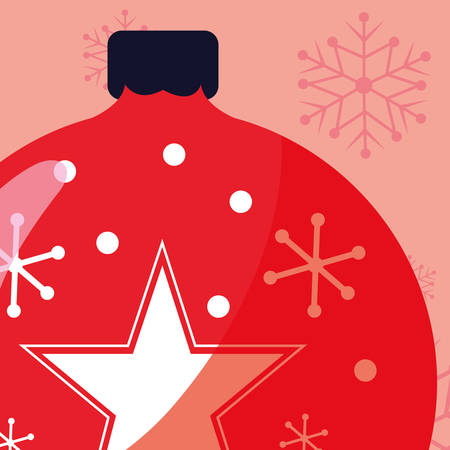 Christmas ball over red background, vector illustrationのイラスト素材