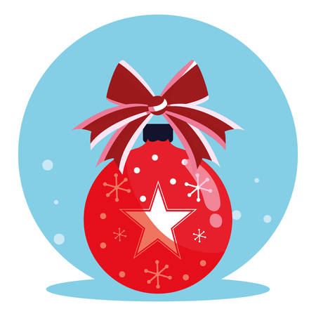Christmas ball with decorative bow over white background, vector illustrationのイラスト素材