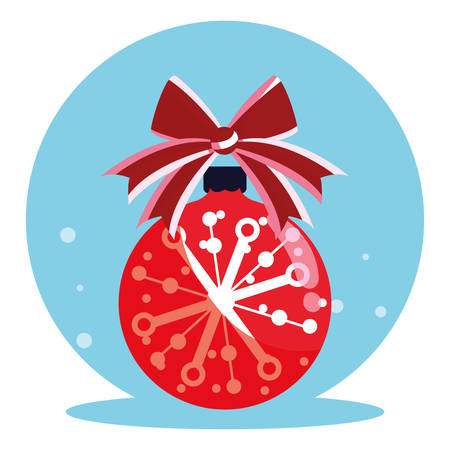 Christmas ball with decorative bow over white background, vector illustrationのイラスト素材