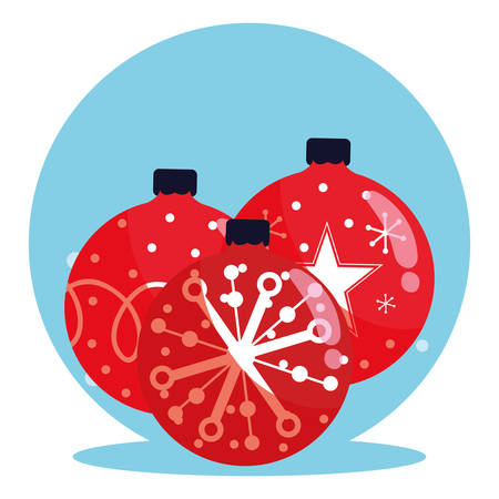 Christmas balls over white background, vector illustrationのイラスト素材