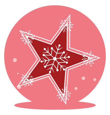 decorative star with snowflake over white background, vector illustrationのイラスト素材