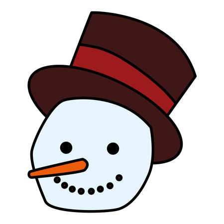 Cartoon snowman icon over white background, colorful design. vector illustrationのイラスト素材