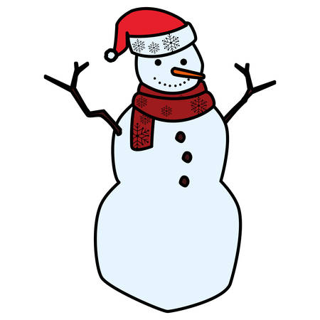 Cartoon snowman icon over white background, colorful design. vector illustrationのイラスト素材
