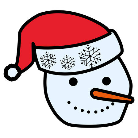 Cartoon snowman icon over white background, colorful design. vector illustrationのイラスト素材