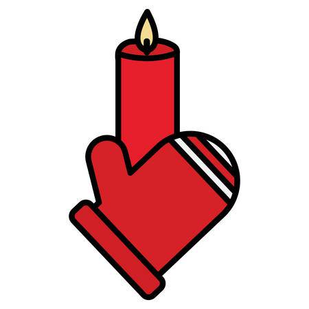 Christmas glove and candle over white background, vector illustrationのイラスト素材