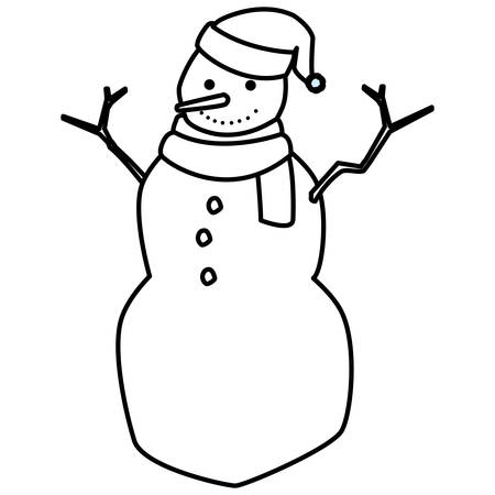 Cartoon snowman icon over white background, vector illustrationのイラスト素材