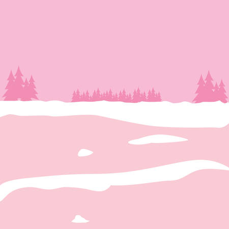 Winter landscape with pines, colorful design, vector illustrationのイラスト素材