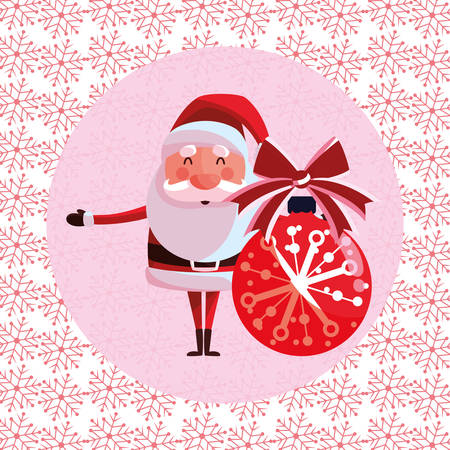 Santa claus with christmas ball  over colorful background, vector illustrationのイラスト素材