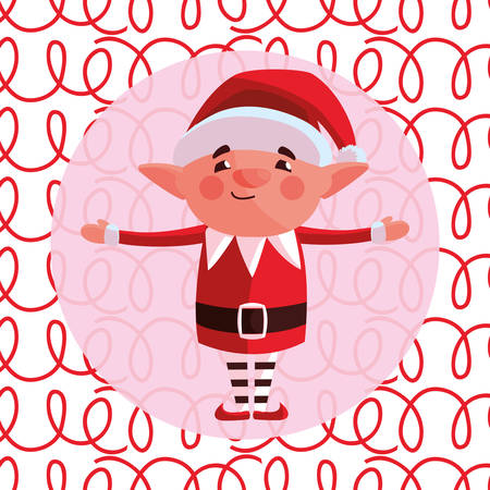 Christmas elf over colorful background, vector illustrationのイラスト素材
