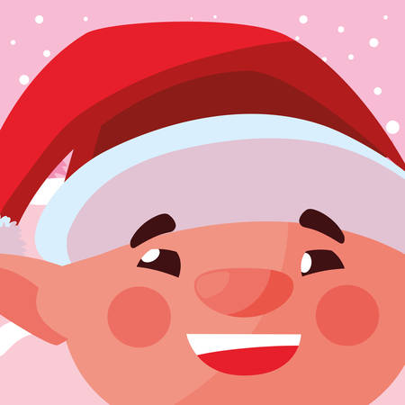 Christmas elf over pink background, vector illustrationのイラスト素材