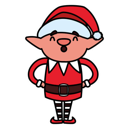 Christmas elf over white background, vector illustrationのイラスト素材