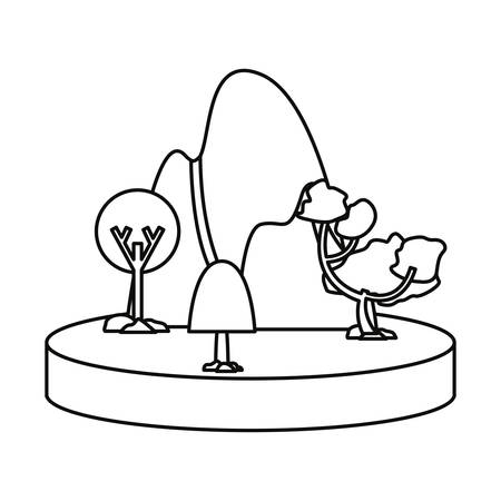 outdoors trees forest on white background vector illustration outlineのイラスト素材