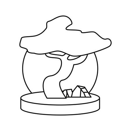 outdoors tree forest on white background vector illustration outlineのイラスト素材