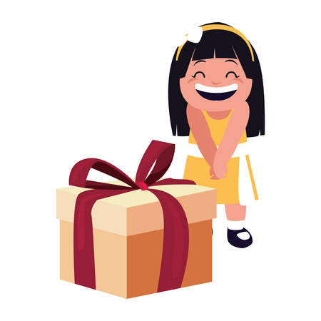 happy girl with gift box celebration vector illustration vector illustrationのイラスト素材