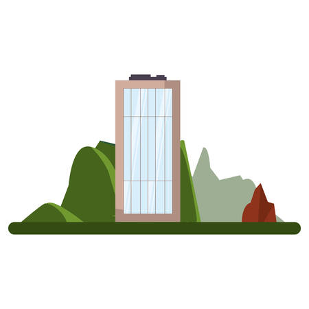 building in the landscape outline vector illustrationのイラスト素材