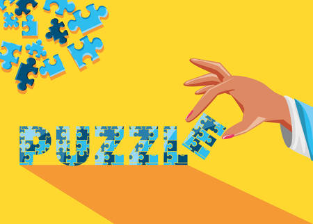 hand with puzzle pieces vector illustration designのイラスト素材