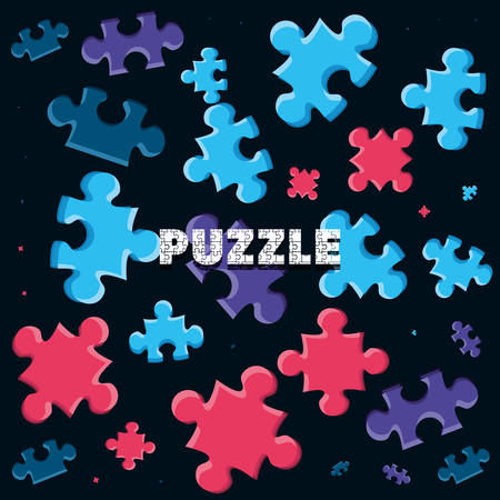 set of puzzle pieces pattern vector illustration designのイラスト素材