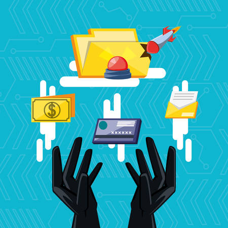 folder document with set icons cyber security vector illustration designのイラスト素材