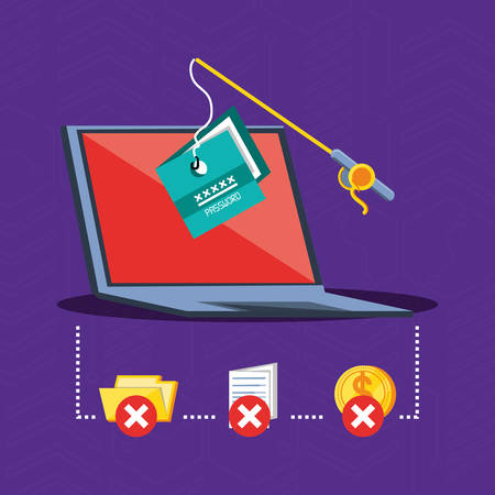 laptop computer with set icons cyber security vector illustration designのイラスト素材