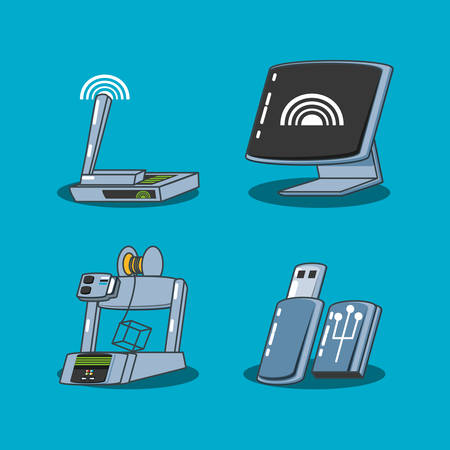 set of tech gadget vector illustration designのイラスト素材