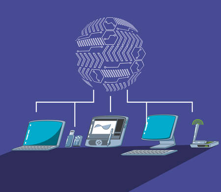 graphic tablet with computers vector illustration designのイラスト素材