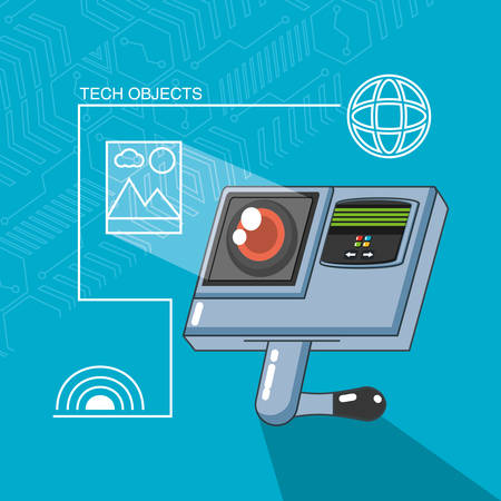retina reader machine with set icons vector illustration designのイラスト素材