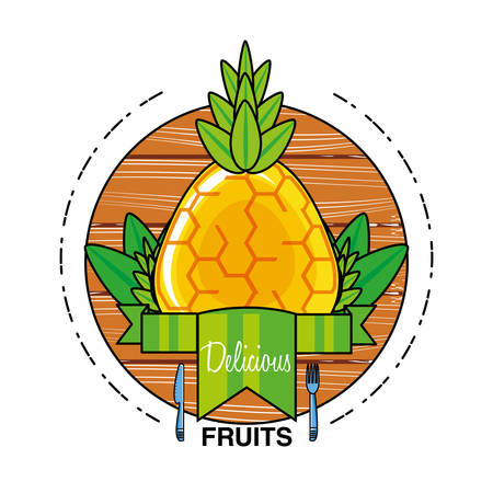 fresh healthy pineapple fruit vector illustration designのイラスト素材