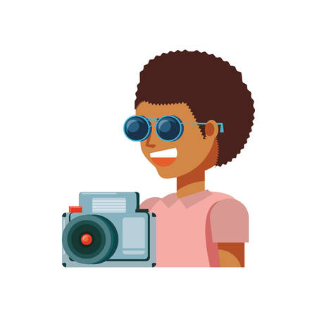 tourist man with camera photographic vector illustration designのイラスト素材