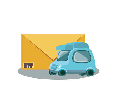 little delivery car with envelope vector illustration designのイラスト素材