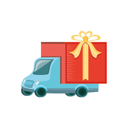 delivery service truck with gift vector illustration designのイラスト素材